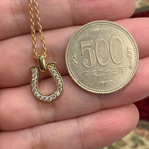 K18 馬蹄　ホースシュー　ネックレス　5.6g 約51.5cm ダイヤ0.3ct