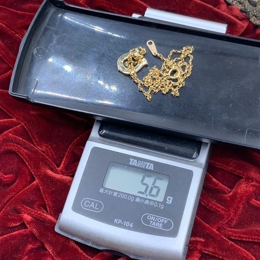 K18 馬蹄　ホースシュー　ネックレス　5.6g 約51.5cm ダイヤ0.3ct