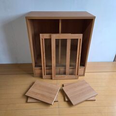 未使用訳あり あたたかみのあるアルダー材　引戸キャビネット　リビングボード　リビング収納　本棚　木製 棚 収納家具 収納の画像