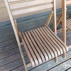 キャンプやテラスに！ウッドチェア！2個セットで！の画像