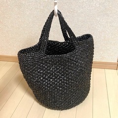 ハンドメイド トートバッグ スズランテープ ビニール紐 黒の画像