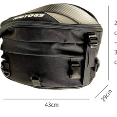 バイク用 シートバッグ 拡張機能あり ヘルメットバッグ 撥水 防水 耐久性 固定ベルト付き (ロゴグレー)の画像