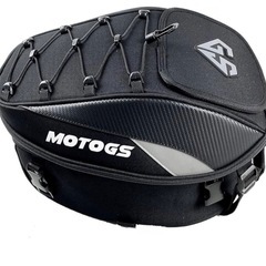 バイク用 シートバッグ 拡張機能あり ヘルメットバッグ 撥水 防水 耐久性 固定ベルト付き (ロゴグレー)の画像