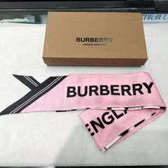 【BURBERRY】　バーバリー　シルク　リボンスカーフ
