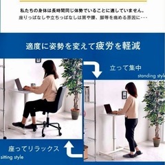 昇降式　パソコンデスク　ホワイトの画像