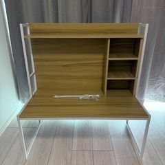 LEDライト付き 収納棚一体型 組み立て式デスクの画像