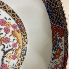 花柄 陶磁器皿　大皿　陶峰　作の画像