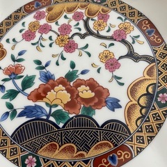 花柄 陶磁器皿　大皿　陶峰　作の画像