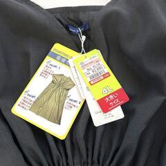 【新品 / しまむら×おかだゆり】フロントドロストワンピース ブラック 4Lの画像
