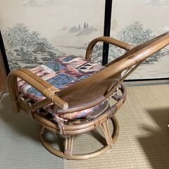 藤　いす　レトロ　座椅子の画像