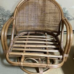 藤　いす　レトロ　座椅子の画像