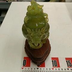 0816-167 三脚翡翠香炉   獅子の置物 中国美術品の画像