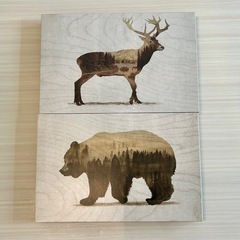 IKEA ビョールナモ　木製アートパネル 2枚セットの画像