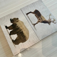 IKEA ビョールナモ　木製アートパネル 2枚セットの画像
