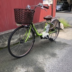 【京都発】京の楽チャリ　電動アシスト自転車　パナソニック　26インチ　黄緑①の画像
