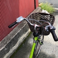 【京都発】京の楽チャリ　電動アシスト自転車　パナソニック　26インチ　黄緑①の画像