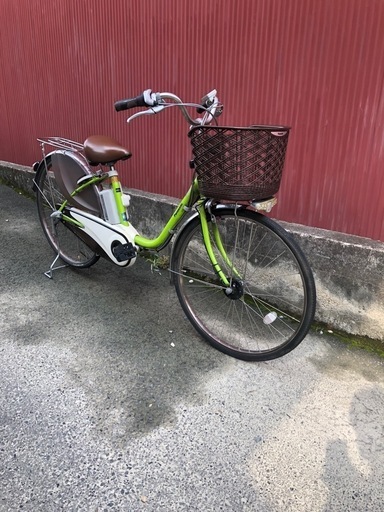 【京都発】京の楽チャリ　電動アシスト自転車　パナソニック　26インチ　黄緑①