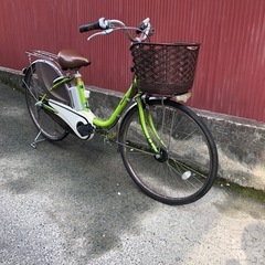 【京都発】京の楽チャリ　電動アシスト自転車　パナソニック　26インチ　黄緑①の画像