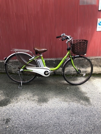 【京都発】京の楽チャリ　電動アシスト自転車　パナソニック　26インチ　黄緑①