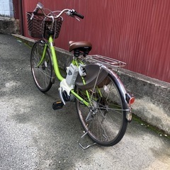 【京都発】京の楽チャリ　電動アシスト自転車　パナソニック　26インチ　黄緑①の画像