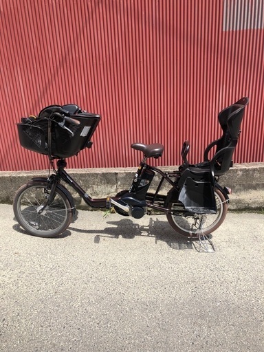 【京都発】京の楽チャリ　電動アシスト自転車　前後子ども乗せタイプ　茶色