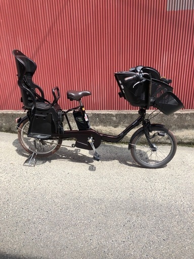 【京都発】京の楽チャリ　電動アシスト自転車　前後子ども乗せタイプ　茶色