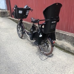 【京都発】京の楽チャリ　電動アシスト自転車　前後子ども乗せタイプ　茶色の画像