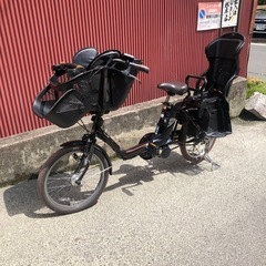 【京都発】京の楽チャリ　電動アシスト自転車　前後子ども乗せタイプ　茶色の画像