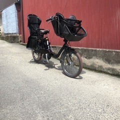 【京都発】京の楽チャリ　電動アシスト自転車　前後子ども乗せタイプ　茶色の画像