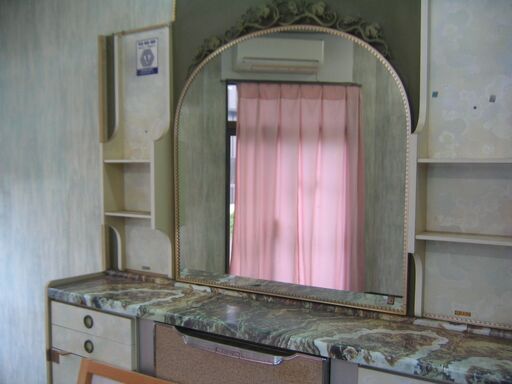 レトロ　大型ミラー①　約90cm×90cm　鏡　アンティーク　骨董　昭和