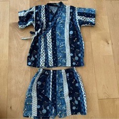 甚平風ロンパース60〜70サイズ、セットアップ甚平95センチ　兄弟服　2点の画像