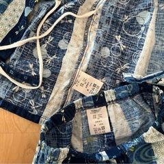 甚平風ロンパース60〜70サイズ、セットアップ甚平95センチ　兄弟服　2点の画像