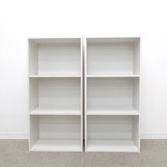 新札幌 YAMAZEN 山善 3段 カラーボックス 2点セット 単品￥1650 ホワイト系 GCB-3 幅42×奥行29×高さ88.5cm No.3551の画像