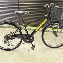 ハマージュニア 24インチ 6段変速 自転車 ブラック×イエロー 中古の画像