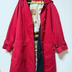 希少美品　Burberry ヴィンテージ　フード　ステンカラー　コート　赤レッドの画像