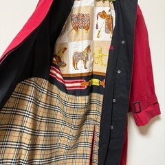 希少美品　Burberry ヴィンテージ　フード　ステンカラー　コート　赤レッドの画像