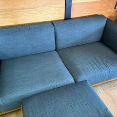 【ジャングルジャングル深井店】★2Pソファー オットマン付 布 ネイビー 家具 堺市（中区 堺区 東区 西区 南区 北区）和泉市 河内長野市 富田林市 松原市 狭山市 深井 【FU2585】の画像