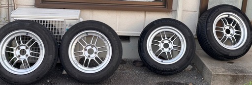 [受付終了]ENKEI アルミホイール 4本セット 15インチ（タイヤ付き・使用注意 ）