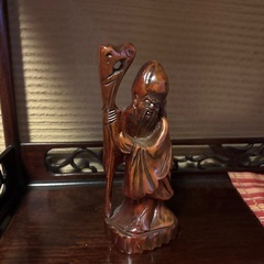 「福禄寿」の木彫りの置物