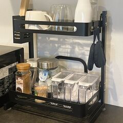 【‎Habrur】スタイリッシュで機能的なキッチン収納ラックの画像