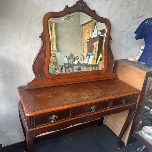 難あり　ヴィンテージ大きなミラー付き　引き出し