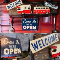 アメリカン ヴィンテージStyle/
OPEN & WELCOME 看板/
オープン看板（ワーゲンバス）
#店舗什器
#キッチンカー
#イベントカー
#エアーストリームの画像