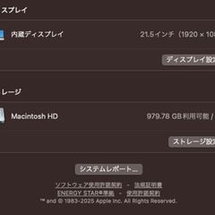 iMac（21.5インチ,2017）HDD1TB/8GB〈MMQA2J/A〉④の画像