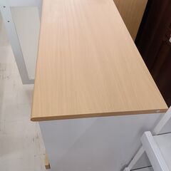 リユースのサカイ栃木店★ジモティ割あり★  食器棚 ベージュ×ホワイト W90×D40×H83 クリーニング済み TC10246の画像