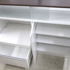 キッチンカウンター ぼん家具 バタフライ付きテーブル 両面 間仕切 折りたたみ 台所 ガラス戸 札幌市北区屯田の画像