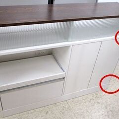 キッチンカウンター ぼん家具 バタフライ付きテーブル 両面 間仕切 折りたたみ 台所 ガラス戸 札幌市北区屯田の画像