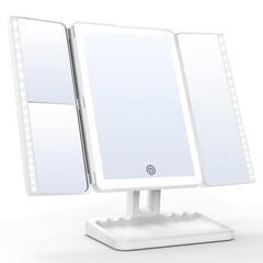 FASCINATE 女優ミラー 卓上ミラー ライト付き おしゃれ 化粧ミラー led 卓上充電 ライト 卓上鏡 メイクミラーの画像