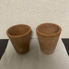 素焼き　テラコッタ風植木鉢×2の画像