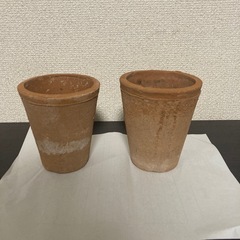 素焼き　テラコッタ風植木鉢×2の画像