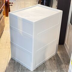 ① Fits フィッツ 浅深3段ケース クローゼットケース 衣装ケース チェスト 白 ホワイト 横幅39cm 奥行53cm 高さ62.5cm★買取帝国 志木店の画像